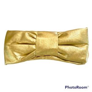 Soft Gold Clutch with Big Bow Detail 14 inches